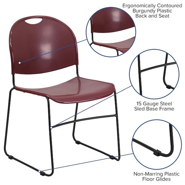 Flash Furniture Burg Stack Chair-Black Frame - 5-RUT-188-BY-GG