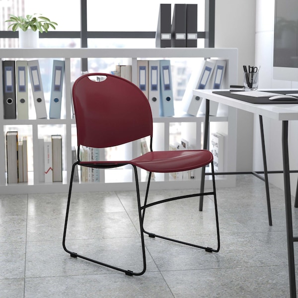 Flash Furniture Burg Stack Chair-Black Frame - 5-RUT-188-BY-GG