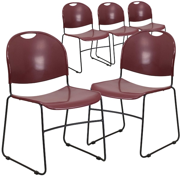 Flash Furniture Burg Stack Chair-Black Frame - 5-RUT-188-BY-GG