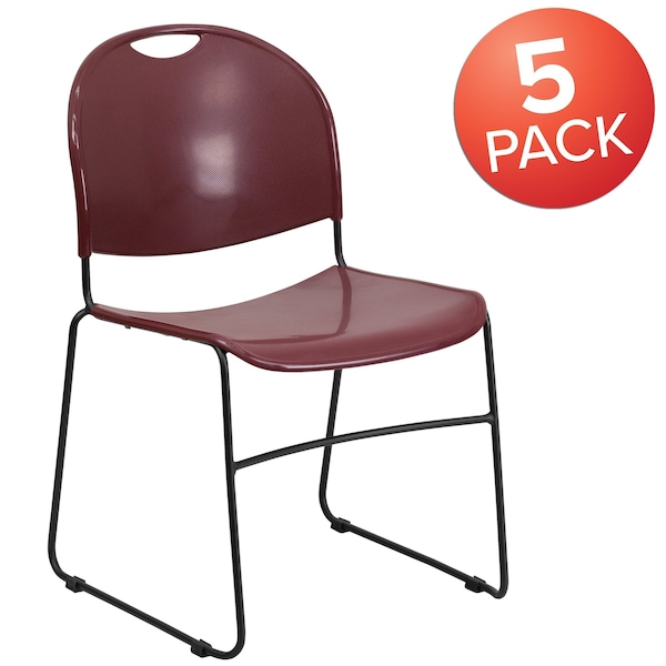 Flash Furniture Burg Stack Chair-Black Frame - 5-RUT-188-BY-GG