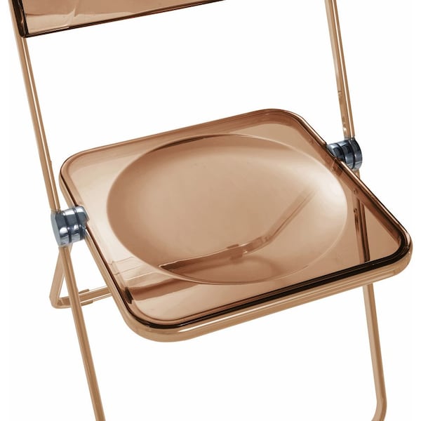 Leisuremod Lawrence Acrylic Folding Chair with Gold Metal Frame, Tangerine, 2PK - LFG19OR2