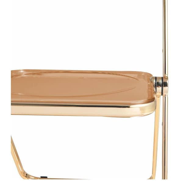 Leisuremod Lawrence Acrylic Folding Chair with Gold Metal Frame, Tangerine, 2PK - LFG19OR2