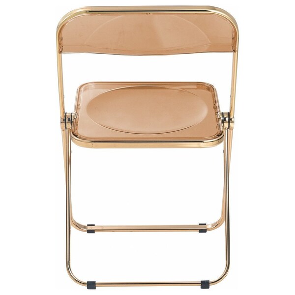 Leisuremod Lawrence Acrylic Folding Chair with Gold Metal Frame, Tangerine, 2PK - LFG19OR2