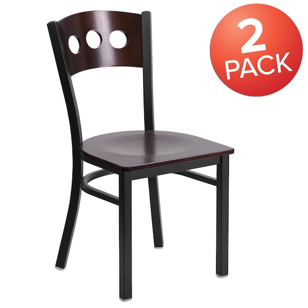 Flash Furniture Bk/Wal 3 Circ Chair-Wood Seat - 2-XU-DG-6Y2B-WAL-MTL-GG