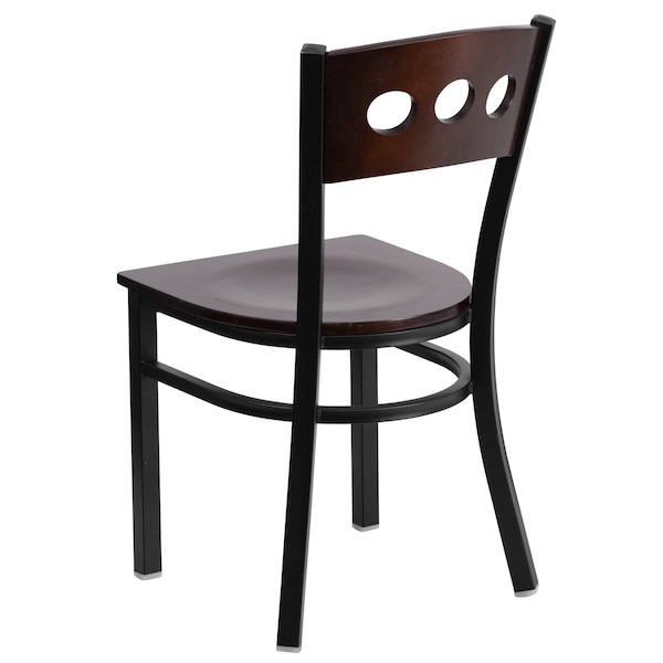 Flash Furniture Bk/Wal 3 Circ Chair-Wood Seat - 2-XU-DG-6Y2B-WAL-MTL-GG