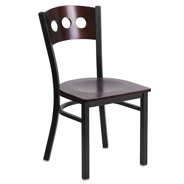 Flash Furniture Bk/Wal 3 Circ Chair-Wood Seat - 2-XU-DG-6Y2B-WAL-MTL-GG