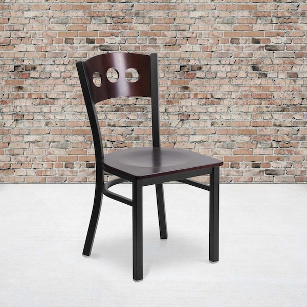 Flash Furniture Bk/Wal 3 Circ Chair-Wood Seat - 2-XU-DG-6Y2B-WAL-MTL-GG
