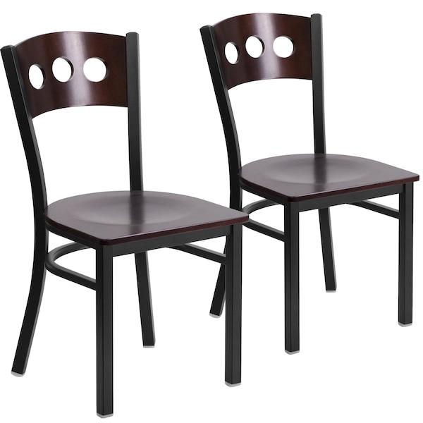 Flash Furniture Bk/Wal 3 Circ Chair-Wood Seat - 2-XU-DG-6Y2B-WAL-MTL-GG