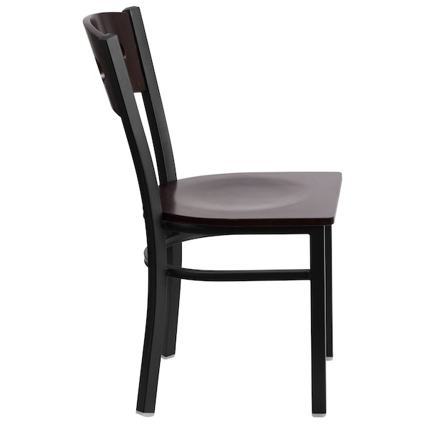 Flash Furniture Bk/Wal 3 Circ Chair-Wood Seat - 2-XU-DG-6Y2B-WAL-MTL-GG