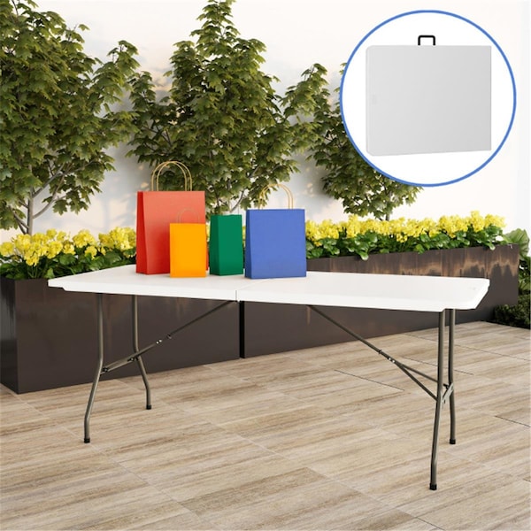 Lavish Home Lavish Home  6 ft. Adjustable Folding Table Plastic Utility Tabletop, White & Gray - 80-OUTFT-2