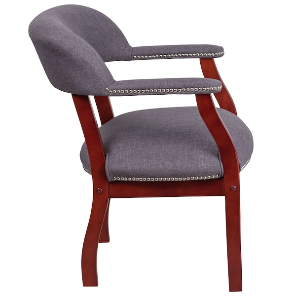 Flash Furniture Traditional Luxurious Conference Chair, Wood Back, 24 in W 27" L 31-1/2" H, Upholstered Straight - B-Z105-GY-GG