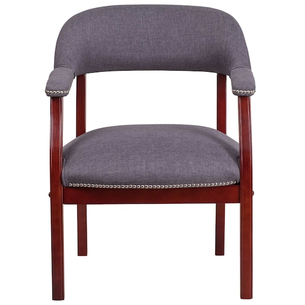 Flash Furniture Traditional Luxurious Conference Chair, Wood Back, 24 in W 27" L 31-1/2" H, Upholstered Straight - B-Z105-GY-GG