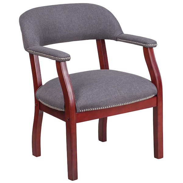 Flash Furniture Traditional Luxurious Conference Chair, Wood Back, 24 in W 27" L 31-1/2" H, Upholstered Straight - B-Z105-GY-GG