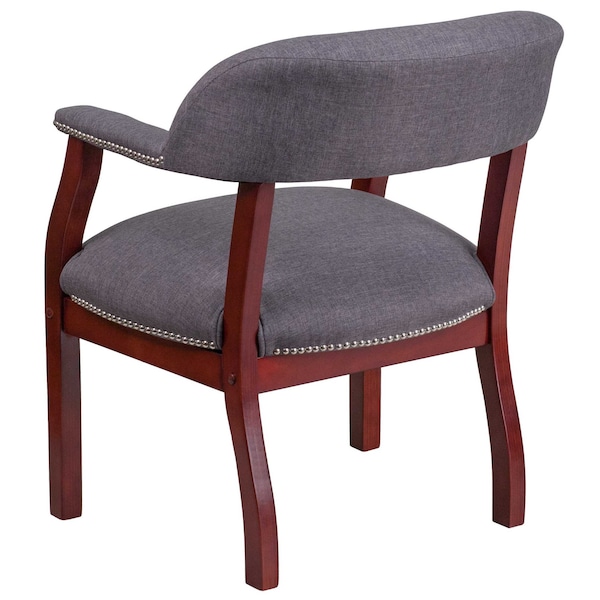 Flash Furniture Traditional Luxurious Conference Chair, Wood Back, 24 in W 27" L 31-1/2" H, Upholstered Straight - B-Z105-GY-GG