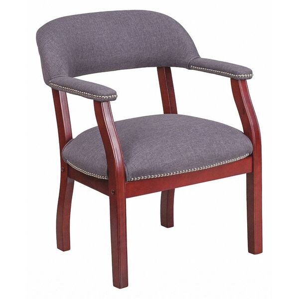 Flash Furniture Traditional Luxurious Conference Chair, Wood Back, 24 in W 27" L 31-1/2" H, Upholstered Straight - B-Z105-GY-GG