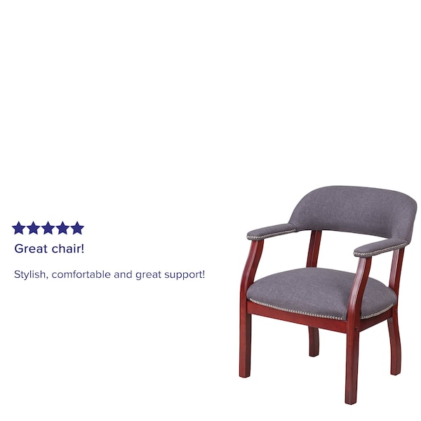 Flash Furniture Traditional Luxurious Conference Chair, Wood Back, 24 in W 27" L 31-1/2" H, Upholstered Straight - B-Z105-GY-GG