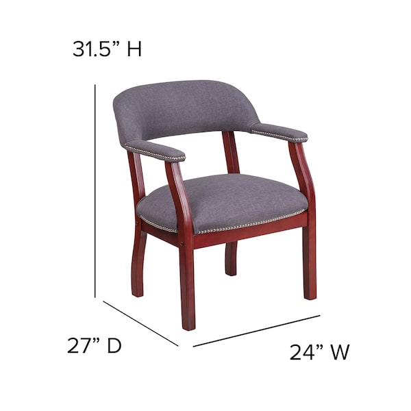Flash Furniture Traditional Luxurious Conference Chair, Wood Back, 24 in W 27" L 31-1/2" H, Upholstered Straight - B-Z105-GY-GG