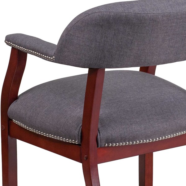 Flash Furniture Traditional Luxurious Conference Chair, Wood Back, 24 in W 27" L 31-1/2" H, Upholstered Straight - B-Z105-GY-GG