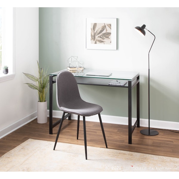 Lumisource Pebble Chair in Black Steel and Charcoal Fabric, PK 2 - CH-PEBBLE BKCHAR2