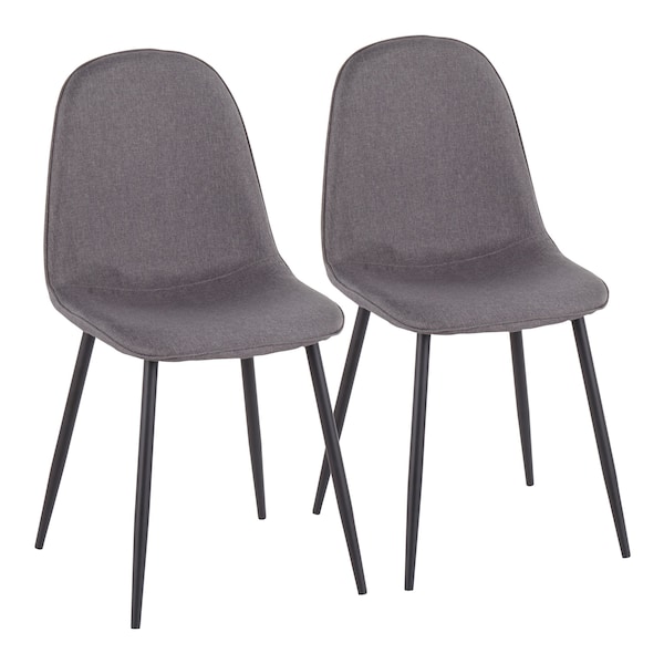 Lumisource Pebble Chair in Black Steel and Charcoal Fabric, PK 2 - CH-PEBBLE BKCHAR2