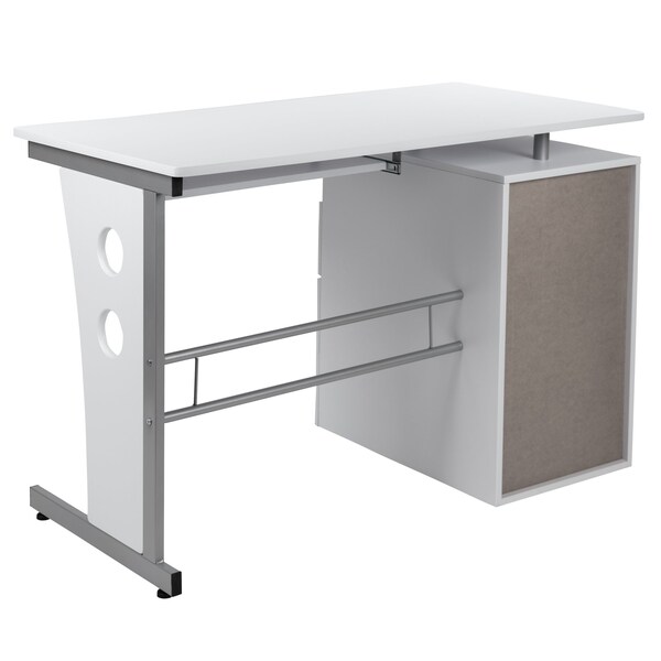 Flash Furniture White Desk with Three Drawer Pedestal an - NAN-WK-008-WH-GG