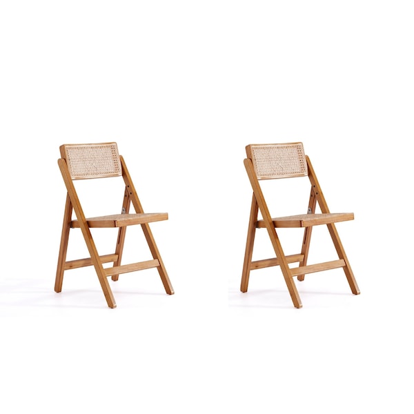 Manhattan Comfort Pullman Folding Dining Chair in Nature Cane- Set of 2 - DCCA08-NA