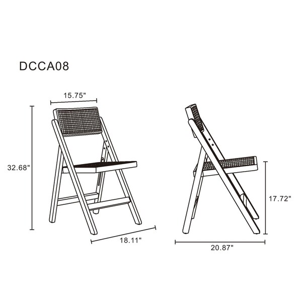 Manhattan Comfort Pullman Folding Dining Chair in Nature Cane- Set of 2 - DCCA08-NA