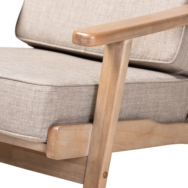 Baxton Studio Sigrid Light Grey Upholstered Antique Oak Finished Wood Armchair - 162-10566