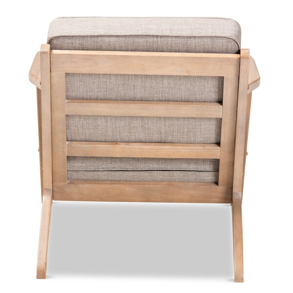 Baxton Studio Sigrid Light Grey Upholstered Antique Oak Finished Wood Armchair - 162-10566