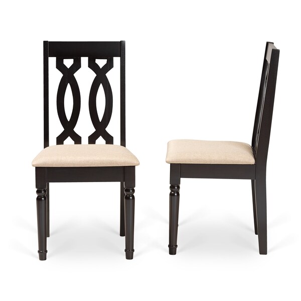 Baxton Studio Cherese Modern and Contemporary Sand Fabric and Dark Brown Finished Wood 2-Piece Dining Chair Set - 174-10539-ZORO