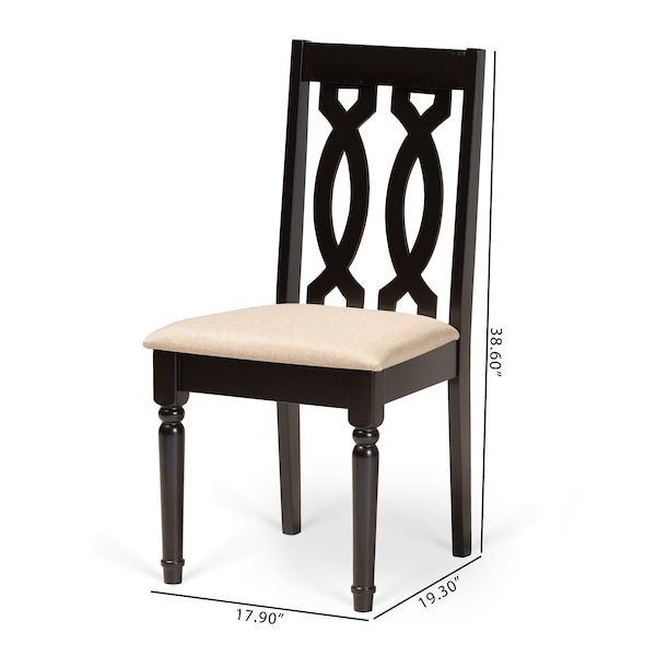 Baxton Studio Cherese Modern and Contemporary Sand Fabric and Dark Brown Finished Wood 2-Piece Dining Chair Set - 174-10539-ZORO