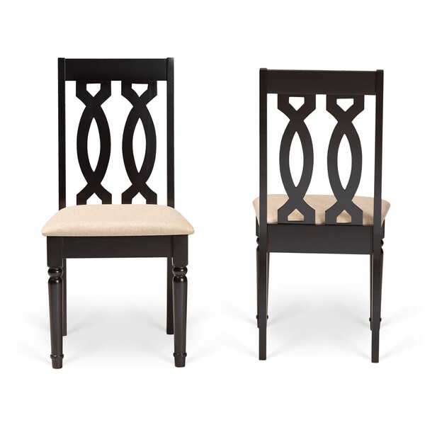 Baxton Studio Cherese Modern and Contemporary Sand Fabric and Dark Brown Finished Wood 2-Piece Dining Chair Set - 174-10539-ZORO