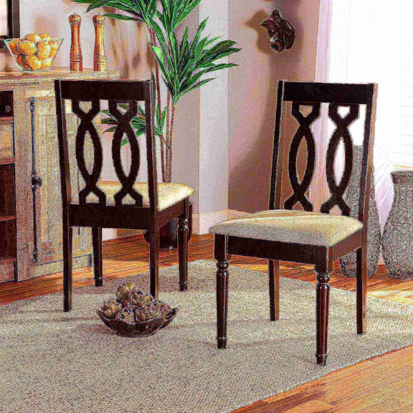 Baxton Studio Cherese Modern and Contemporary Sand Fabric and Dark Brown Finished Wood 2-Piece Dining Chair Set - 174-10539-ZORO