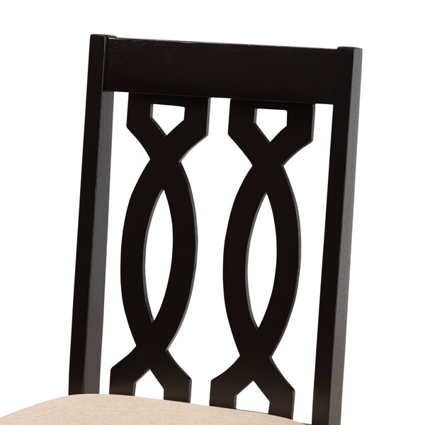 Baxton Studio Cherese Modern and Contemporary Sand Fabric and Dark Brown Finished Wood 2-Piece Dining Chair Set - 174-10539-ZORO
