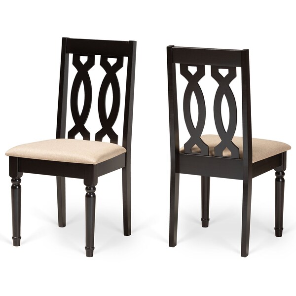 Baxton Studio Cherese Modern and Contemporary Sand Fabric and Dark Brown Finished Wood 2-Piece Dining Chair Set - 174-10539-ZORO