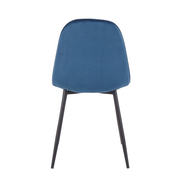 Lumisource Pebble Chair in Black Steel and Blue Velvet, PK 2 - CH-PEBBLE BKVBU2