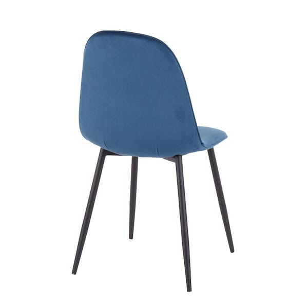 Lumisource Pebble Chair in Black Steel and Blue Velvet, PK 2 - CH-PEBBLE BKVBU2