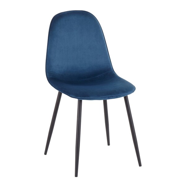 Lumisource Pebble Chair in Black Steel and Blue Velvet, PK 2 - CH-PEBBLE BKVBU2