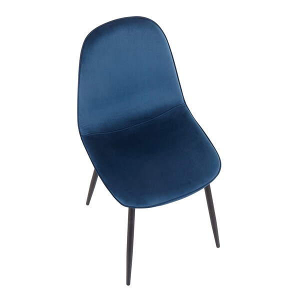 Lumisource Pebble Chair in Black Steel and Blue Velvet, PK 2 - CH-PEBBLE BKVBU2