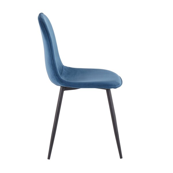 Lumisource Pebble Chair in Black Steel and Blue Velvet, PK 2 - CH-PEBBLE BKVBU2