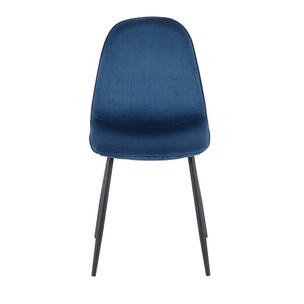 Lumisource Pebble Chair in Black Steel and Blue Velvet, PK 2 - CH-PEBBLE BKVBU2