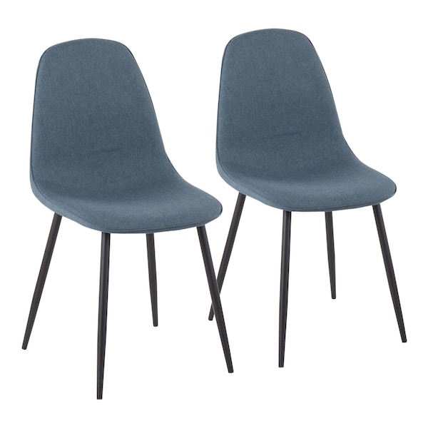 Lumisource Pebble Chair in Black Steel and Blue Velvet, PK 2 - CH-PEBBLE BKVBU2