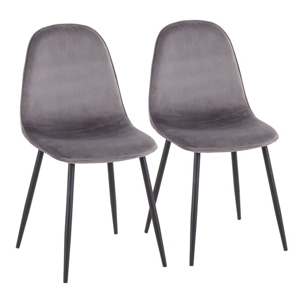 Lumisource Pebble Chair in Black Steel and Grey Velvet, PK 2 - CH-PEBBLE BKVGY2