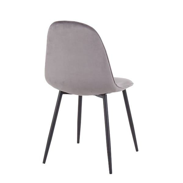 Lumisource Pebble Chair in Black Steel and Grey Velvet, PK 2 - CH-PEBBLE BKVGY2