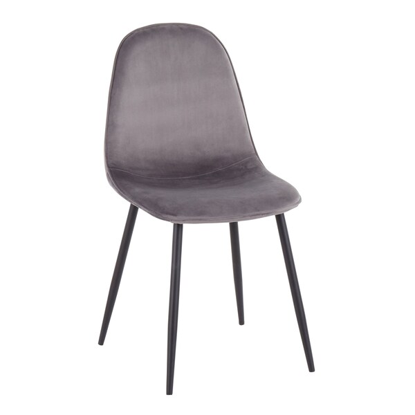 Lumisource Pebble Chair in Black Steel and Grey Velvet, PK 2 - CH-PEBBLE BKVGY2