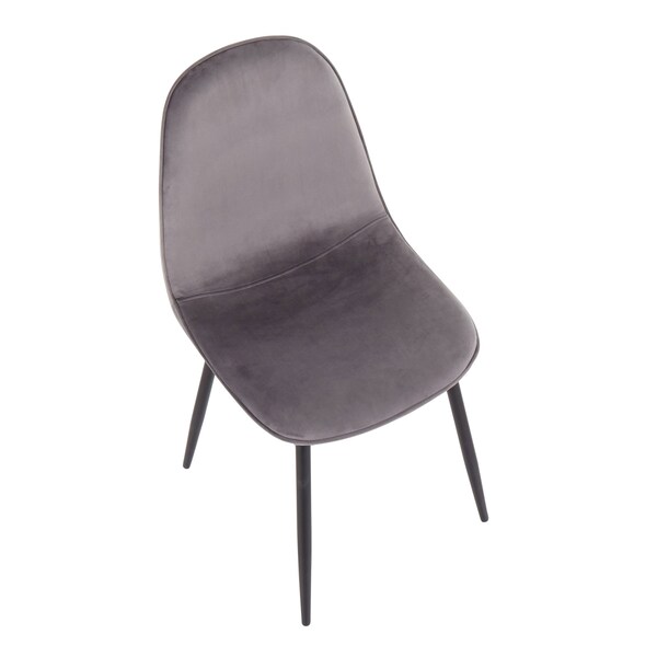 Lumisource Pebble Chair in Black Steel and Grey Velvet, PK 2 - CH-PEBBLE BKVGY2