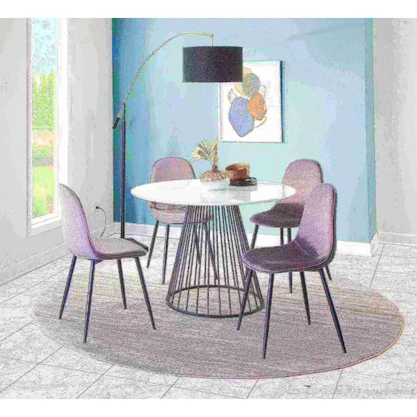 Lumisource Pebble Chair in Black Steel and Grey Velvet, PK 2 - CH-PEBBLE BKVGY2