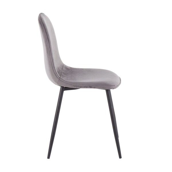 Lumisource Pebble Chair in Black Steel and Grey Velvet, PK 2 - CH-PEBBLE BKVGY2