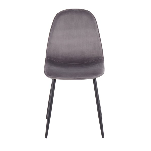 Lumisource Pebble Chair in Black Steel and Grey Velvet, PK 2 - CH-PEBBLE BKVGY2