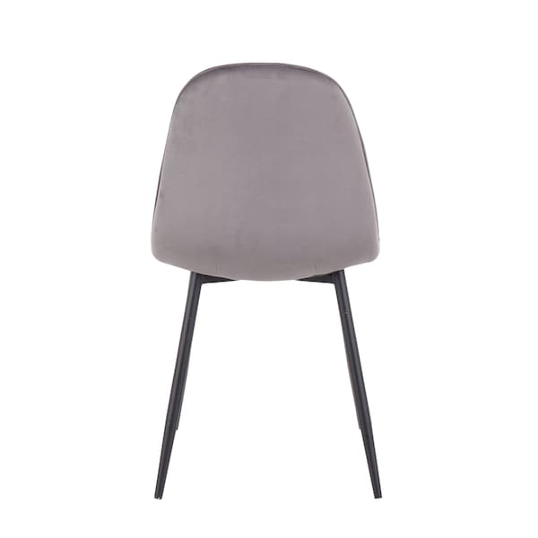 Lumisource Pebble Chair in Black Steel and Grey Velvet, PK 2 - CH-PEBBLE BKVGY2